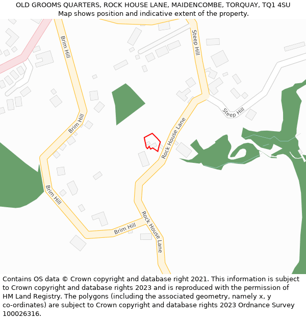 OLD GROOMS QUARTERS, ROCK HOUSE LANE, MAIDENCOMBE, TORQUAY, TQ1 4SU: Location map and indicative extent of plot