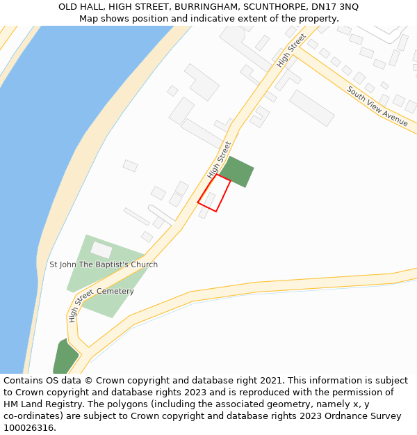 OLD HALL, HIGH STREET, BURRINGHAM, SCUNTHORPE, DN17 3NQ: Location map and indicative extent of plot