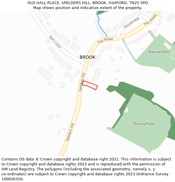 OLD HALL PLACE, SPELDERS HILL, BROOK, ASHFORD, TN25 5PD: Location map and indicative extent of plot