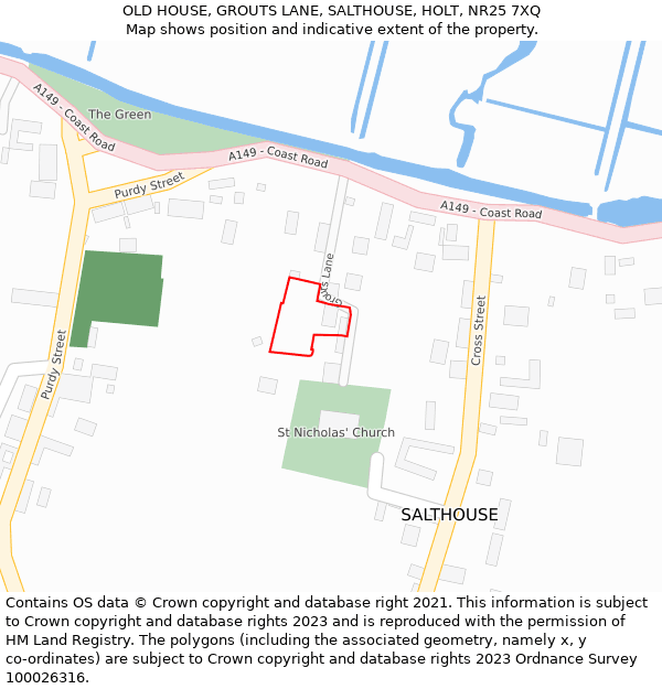 OLD HOUSE, GROUTS LANE, SALTHOUSE, HOLT, NR25 7XQ: Location map and indicative extent of plot