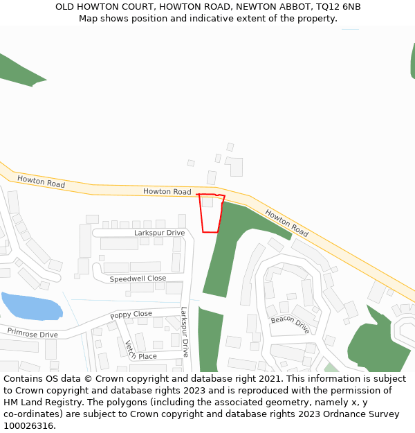 OLD HOWTON COURT, HOWTON ROAD, NEWTON ABBOT, TQ12 6NB: Location map and indicative extent of plot