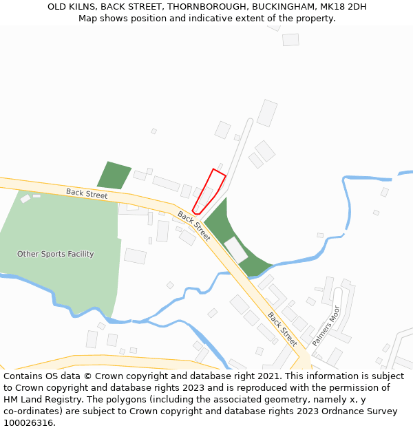 OLD KILNS, BACK STREET, THORNBOROUGH, BUCKINGHAM, MK18 2DH: Location map and indicative extent of plot