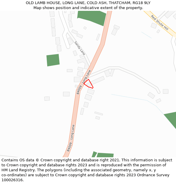 OLD LAMB HOUSE, LONG LANE, COLD ASH, THATCHAM, RG18 9LY: Location map and indicative extent of plot