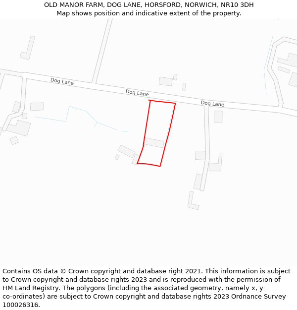 OLD MANOR FARM, DOG LANE, HORSFORD, NORWICH, NR10 3DH: Location map and indicative extent of plot