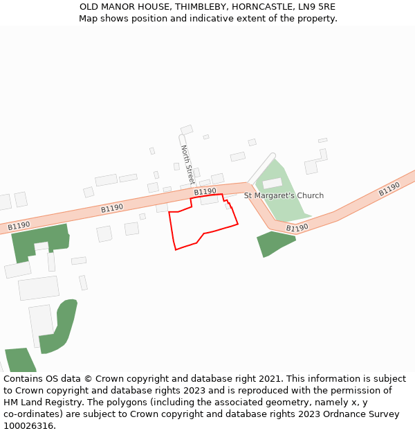 OLD MANOR HOUSE, THIMBLEBY, HORNCASTLE, LN9 5RE: Location map and indicative extent of plot