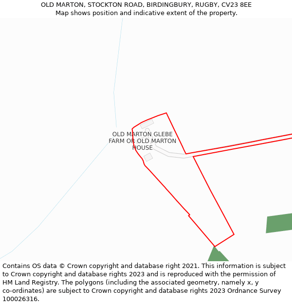 OLD MARTON, STOCKTON ROAD, BIRDINGBURY, RUGBY, CV23 8EE: Location map and indicative extent of plot
