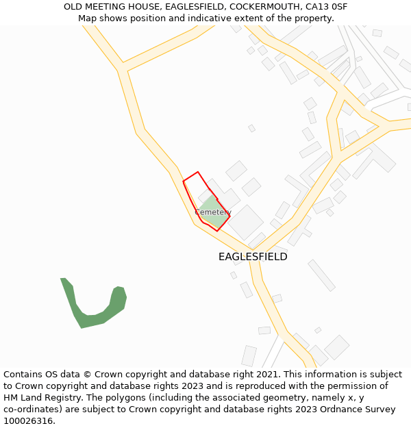 OLD MEETING HOUSE, EAGLESFIELD, COCKERMOUTH, CA13 0SF: Location map and indicative extent of plot