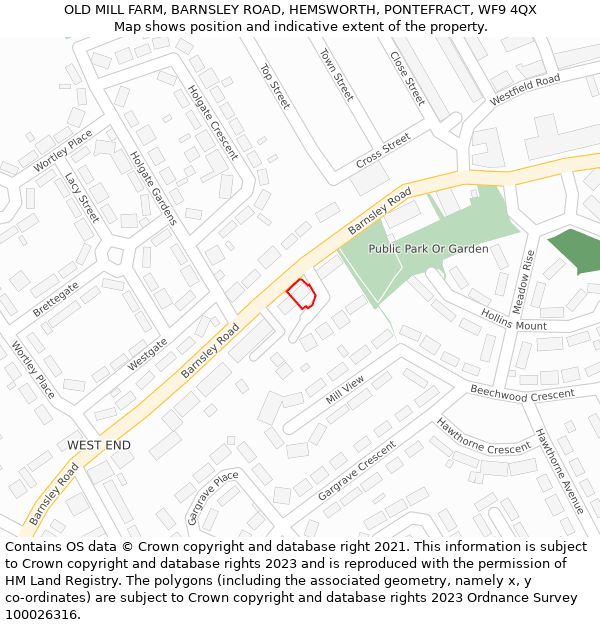 OLD MILL FARM, BARNSLEY ROAD, HEMSWORTH, PONTEFRACT, WF9 4QX: Location map and indicative extent of plot