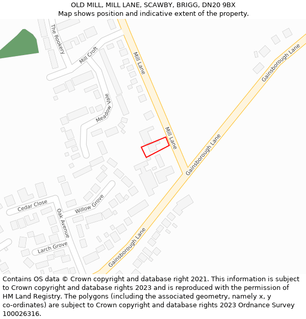 OLD MILL, MILL LANE, SCAWBY, BRIGG, DN20 9BX: Location map and indicative extent of plot