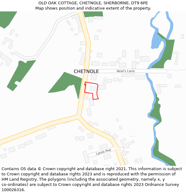 OLD OAK COTTAGE, CHETNOLE, SHERBORNE, DT9 6PE: Location map and indicative extent of plot