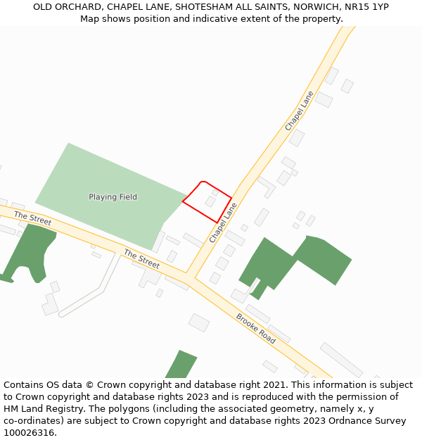 OLD ORCHARD, CHAPEL LANE, SHOTESHAM ALL SAINTS, NORWICH, NR15 1YP: Location map and indicative extent of plot