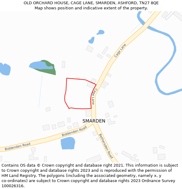 OLD ORCHARD HOUSE, CAGE LANE, SMARDEN, ASHFORD, TN27 8QE: Location map and indicative extent of plot