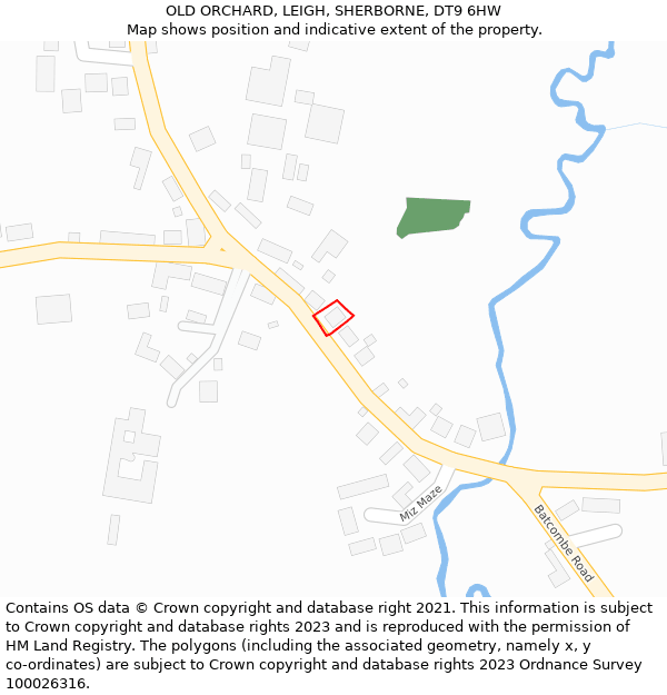 OLD ORCHARD, LEIGH, SHERBORNE, DT9 6HW: Location map and indicative extent of plot