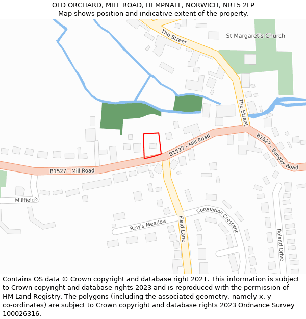 OLD ORCHARD, MILL ROAD, HEMPNALL, NORWICH, NR15 2LP: Location map and indicative extent of plot