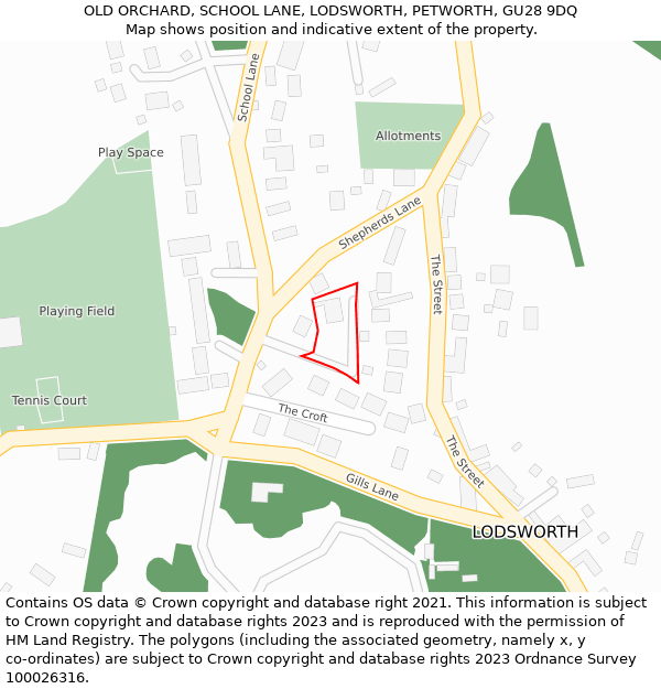 OLD ORCHARD, SCHOOL LANE, LODSWORTH, PETWORTH, GU28 9DQ: Location map and indicative extent of plot