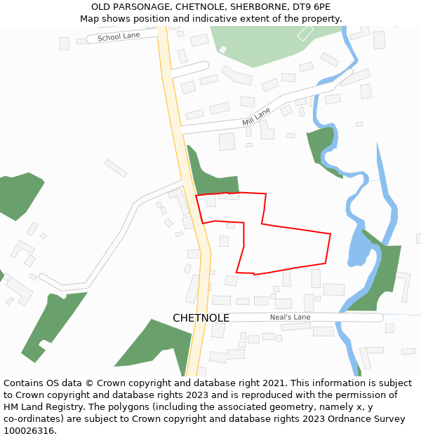 OLD PARSONAGE, CHETNOLE, SHERBORNE, DT9 6PE: Location map and indicative extent of plot