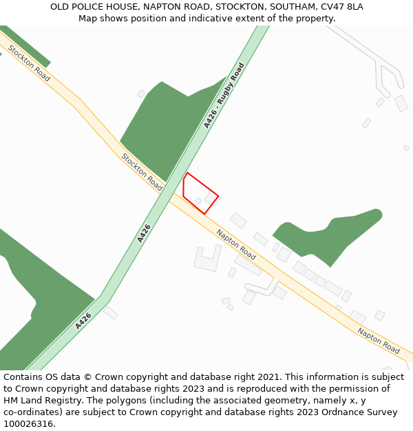 OLD POLICE HOUSE, NAPTON ROAD, STOCKTON, SOUTHAM, CV47 8LA: Location map and indicative extent of plot