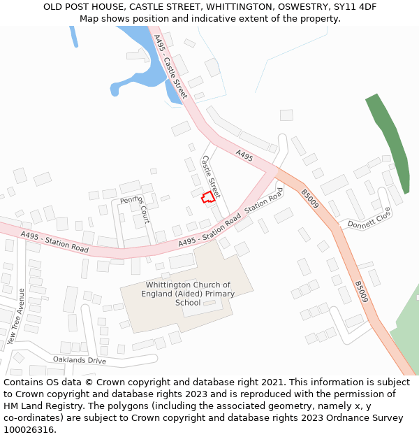 OLD POST HOUSE, CASTLE STREET, WHITTINGTON, OSWESTRY, SY11 4DF: Location map and indicative extent of plot