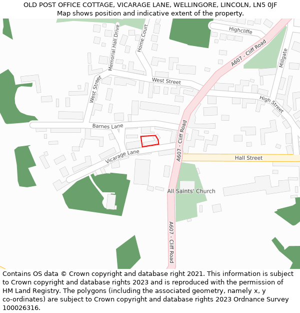 OLD POST OFFICE COTTAGE, VICARAGE LANE, WELLINGORE, LINCOLN, LN5 0JF: Location map and indicative extent of plot