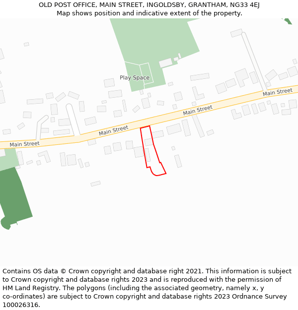 OLD POST OFFICE, MAIN STREET, INGOLDSBY, GRANTHAM, NG33 4EJ: Location map and indicative extent of plot