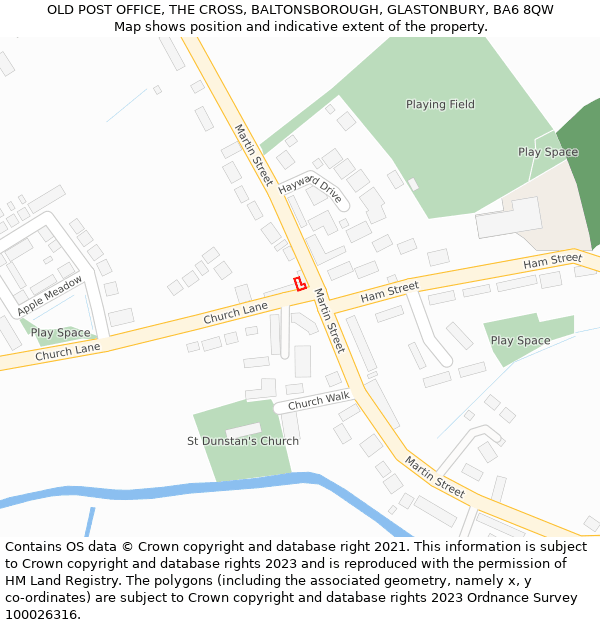 OLD POST OFFICE, THE CROSS, BALTONSBOROUGH, GLASTONBURY, BA6 8QW: Location map and indicative extent of plot