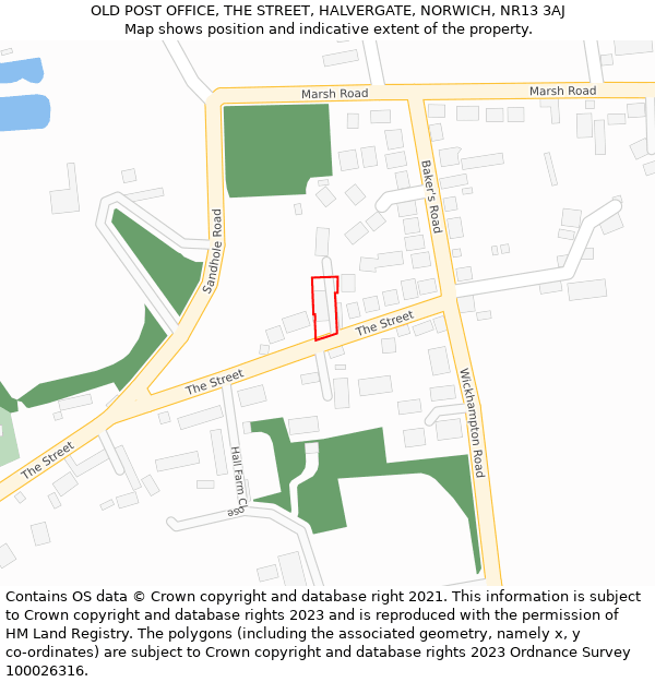 OLD POST OFFICE, THE STREET, HALVERGATE, NORWICH, NR13 3AJ: Location map and indicative extent of plot