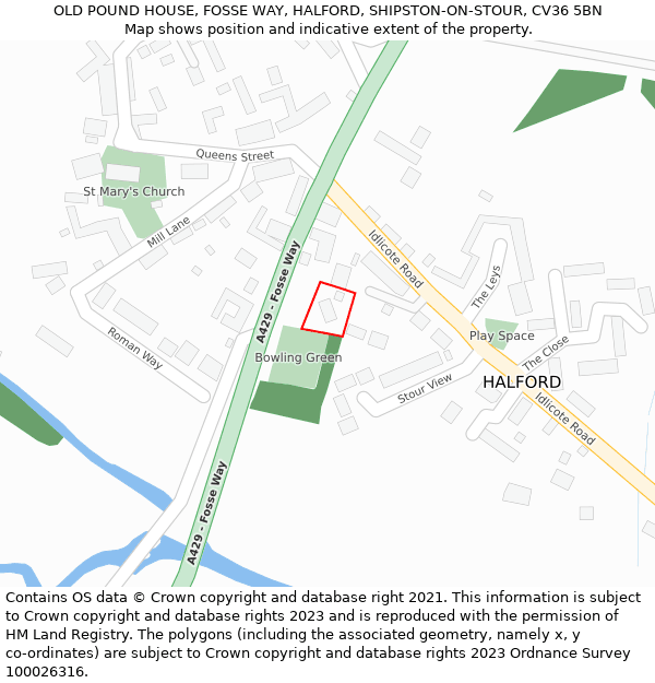 OLD POUND HOUSE, FOSSE WAY, HALFORD, SHIPSTON-ON-STOUR, CV36 5BN: Location map and indicative extent of plot