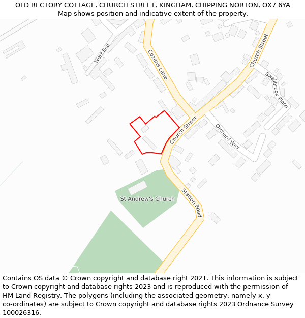 OLD RECTORY COTTAGE, CHURCH STREET, KINGHAM, CHIPPING NORTON, OX7 6YA: Location map and indicative extent of plot
