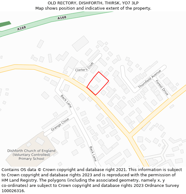 OLD RECTORY, DISHFORTH, THIRSK, YO7 3LP: Location map and indicative extent of plot