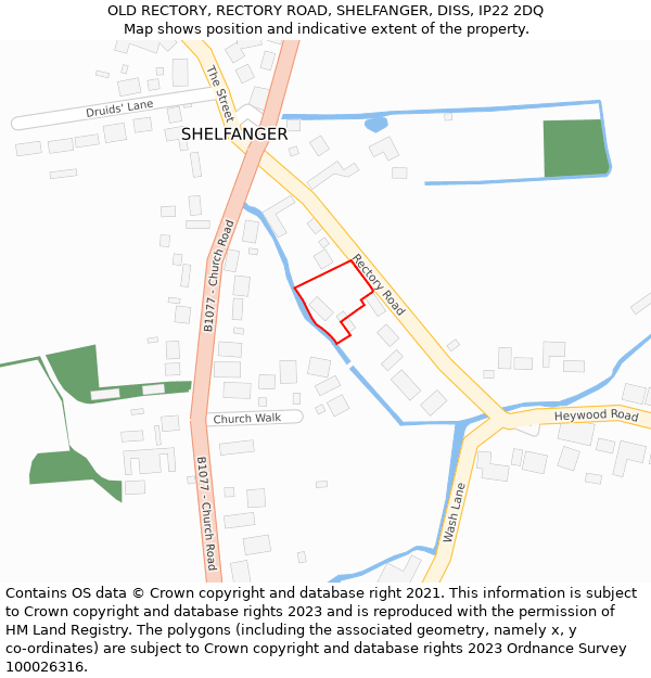 OLD RECTORY, RECTORY ROAD, SHELFANGER, DISS, IP22 2DQ: Location map and indicative extent of plot