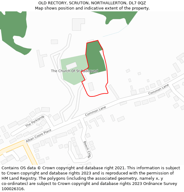 OLD RECTORY, SCRUTON, NORTHALLERTON, DL7 0QZ: Location map and indicative extent of plot