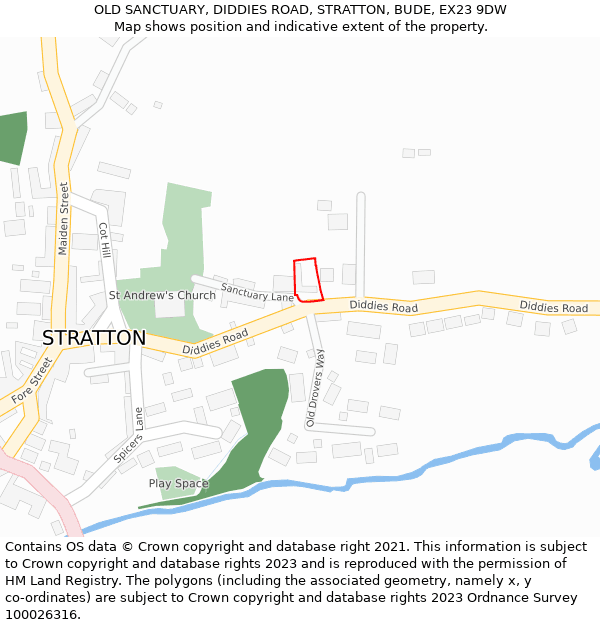 OLD SANCTUARY, DIDDIES ROAD, STRATTON, BUDE, EX23 9DW: Location map and indicative extent of plot