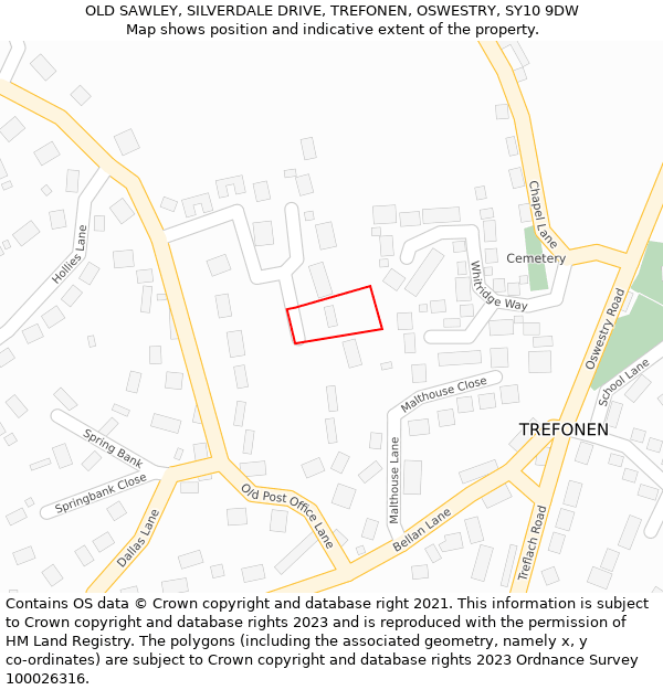OLD SAWLEY, SILVERDALE DRIVE, TREFONEN, OSWESTRY, SY10 9DW: Location map and indicative extent of plot