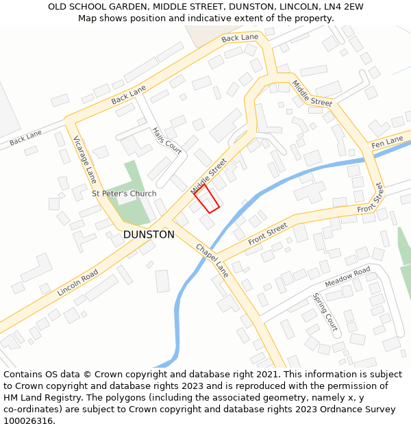 OLD SCHOOL GARDEN, MIDDLE STREET, DUNSTON, LINCOLN, LN4 2EW: Location map and indicative extent of plot