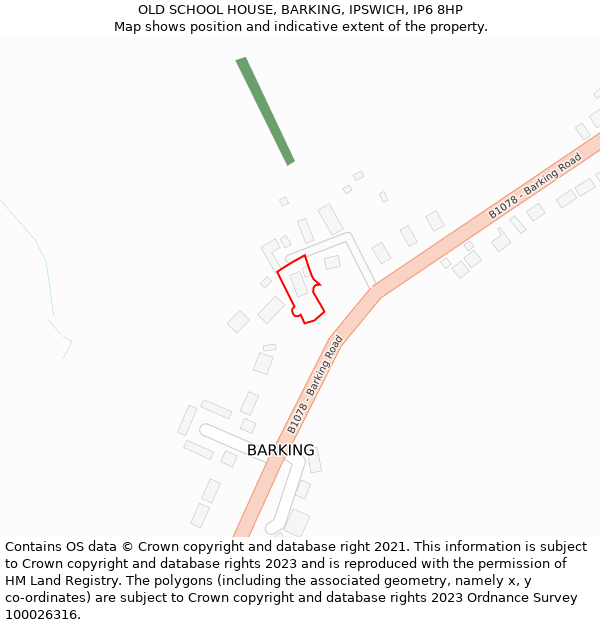 OLD SCHOOL HOUSE, BARKING, IPSWICH, IP6 8HP: Location map and indicative extent of plot