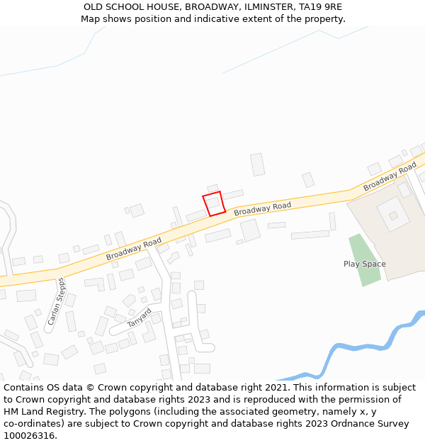 OLD SCHOOL HOUSE, BROADWAY, ILMINSTER, TA19 9RE: Location map and indicative extent of plot