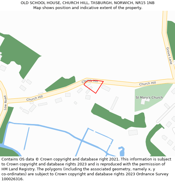 OLD SCHOOL HOUSE, CHURCH HILL, TASBURGH, NORWICH, NR15 1NB: Location map and indicative extent of plot