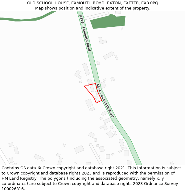 OLD SCHOOL HOUSE, EXMOUTH ROAD, EXTON, EXETER, EX3 0PQ: Location map and indicative extent of plot