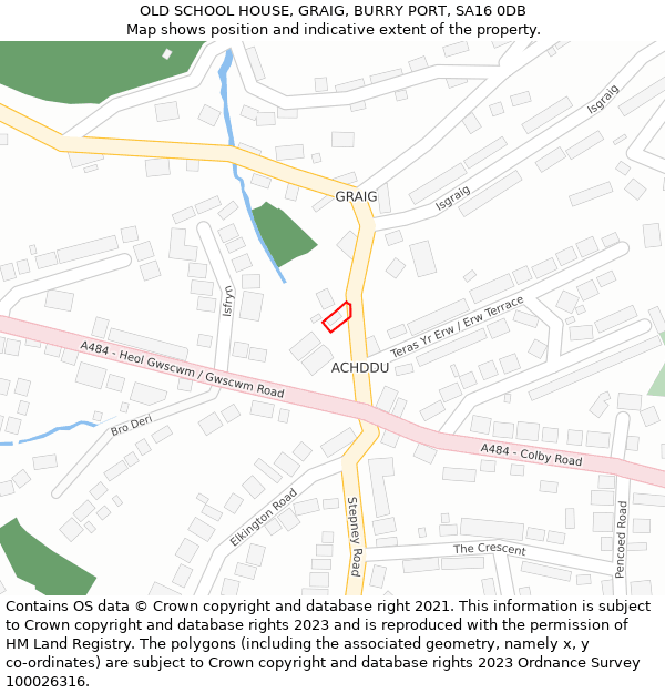 OLD SCHOOL HOUSE, GRAIG, BURRY PORT, SA16 0DB: Location map and indicative extent of plot