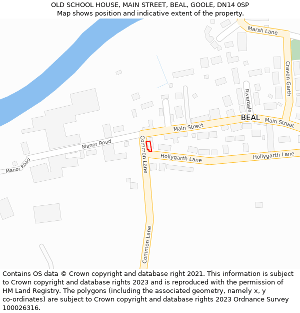 OLD SCHOOL HOUSE, MAIN STREET, BEAL, GOOLE, DN14 0SP: Location map and indicative extent of plot