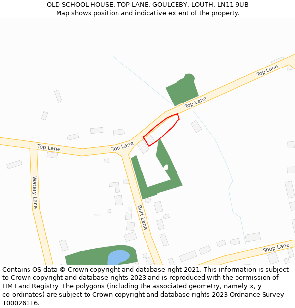 OLD SCHOOL HOUSE, TOP LANE, GOULCEBY, LOUTH, LN11 9UB: Location map and indicative extent of plot