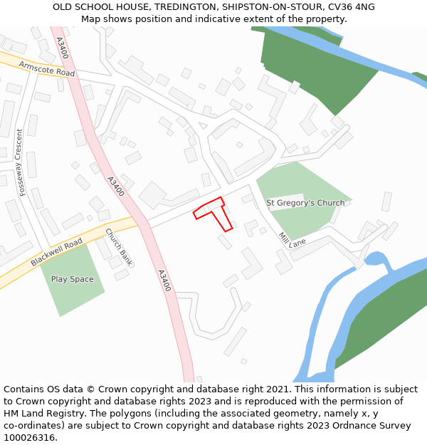 OLD SCHOOL HOUSE, TREDINGTON, SHIPSTON-ON-STOUR, CV36 4NG: Location map and indicative extent of plot