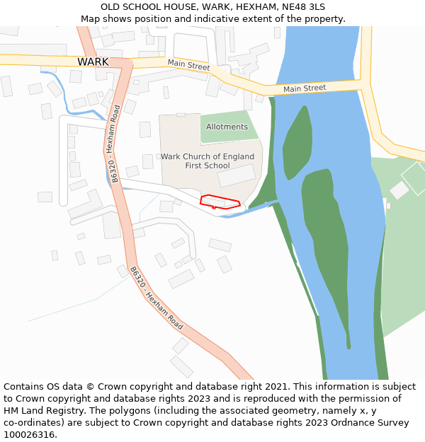 OLD SCHOOL HOUSE, WARK, HEXHAM, NE48 3LS: Location map and indicative extent of plot