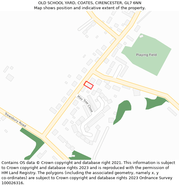 OLD SCHOOL YARD, COATES, CIRENCESTER, GL7 6NN: Location map and indicative extent of plot