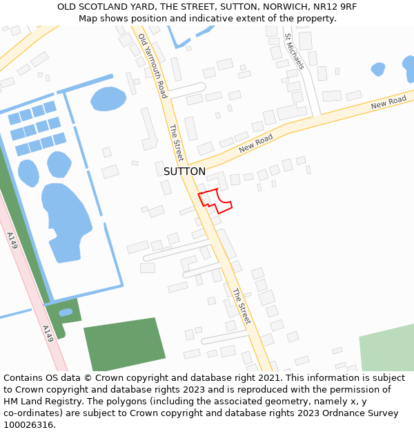 OLD SCOTLAND YARD, THE STREET, SUTTON, NORWICH, NR12 9RF: Location map and indicative extent of plot