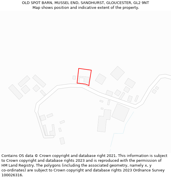 OLD SPOT BARN, MUSSEL END, SANDHURST, GLOUCESTER, GL2 9NT: Location map and indicative extent of plot