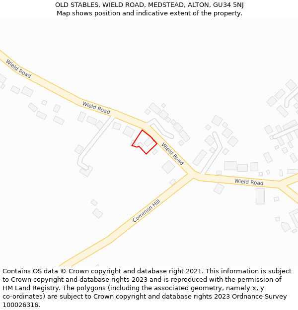 OLD STABLES, WIELD ROAD, MEDSTEAD, ALTON, GU34 5NJ: Location map and indicative extent of plot