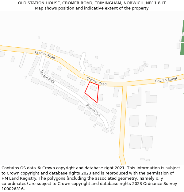 OLD STATION HOUSE, CROMER ROAD, TRIMINGHAM, NORWICH, NR11 8HT: Location map and indicative extent of plot