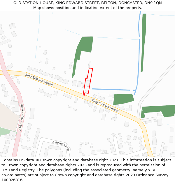 OLD STATION HOUSE, KING EDWARD STREET, BELTON, DONCASTER, DN9 1QN: Location map and indicative extent of plot