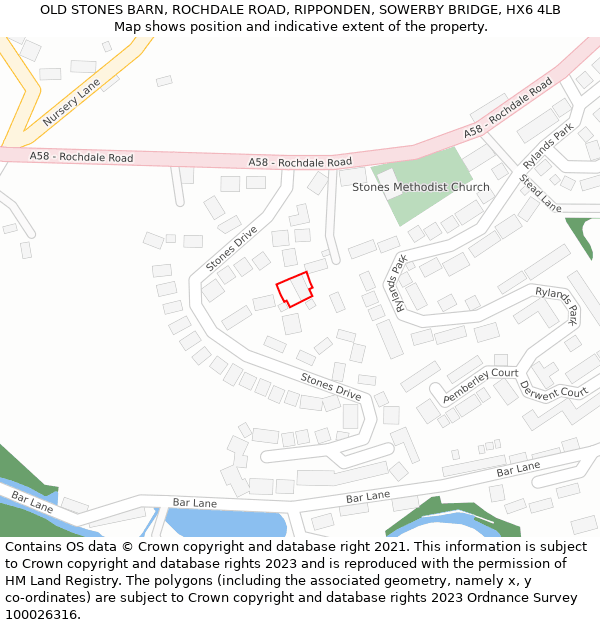 OLD STONES BARN, ROCHDALE ROAD, RIPPONDEN, SOWERBY BRIDGE, HX6 4LB: Location map and indicative extent of plot